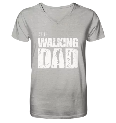 Organic V-Neck Shirt - The Walking Dad - Trage DAD2 - L - Heather Grey S front light