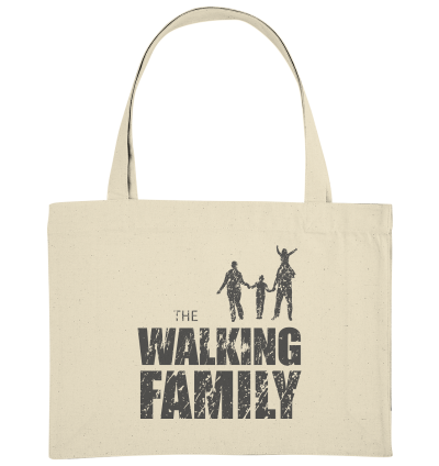 Organic Shopping Bag - The Walking Family - FAMILY1 - D - Natural ca  49x37 front dark