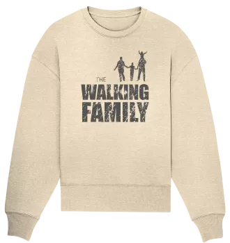 Organic Oversize Sweatshirt - The Walking Family - FAMILY1 - D - Natural Raw S front dark