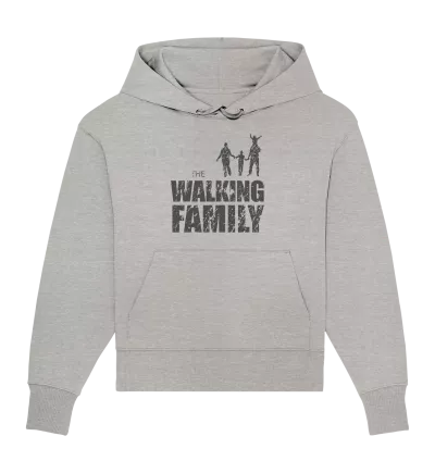 Organic Oversize Hoodie - The Walking Family - FAMILY1 - D - Heather Grey S front dark