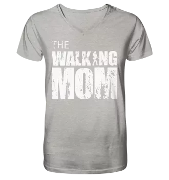 Organic V-Neck Shirt - The Walking Mom - Trage MOM3 - Heather Grey S front light