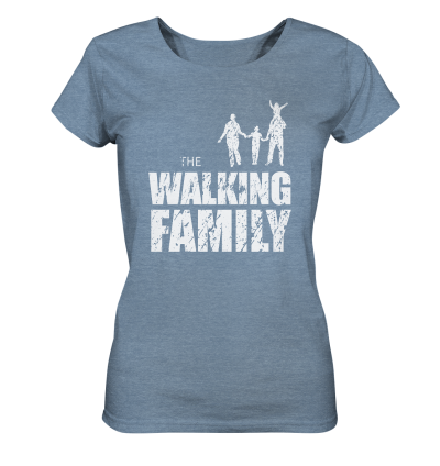 Ladies Organic Shirt  - The Walking Family - FAMILY1 - L - meliert - Mid Heather Blue S front light