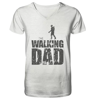 Organic V-Neck Shirt - The Walking Dad - Trage DAD1 - D - Cream Heather Grey S front dark