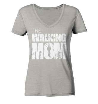 Ladies Organic V-Neck Shirt - The Walking Mom - Trage MOM2 - L - Heather Grey S front light