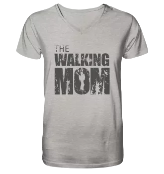Organic V-Neck Shirt - The Walking Mom - Trage MOM2 - D - Heather Grey S front dark