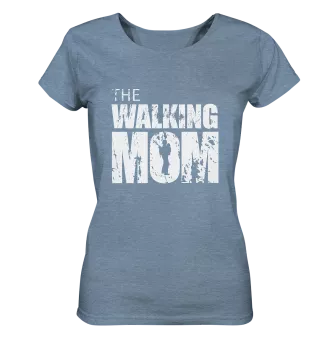 Ladies Organic Shirt - The Walking Mom - Trage MOM2 - L - meliert - Mid Heather Blue S front light
