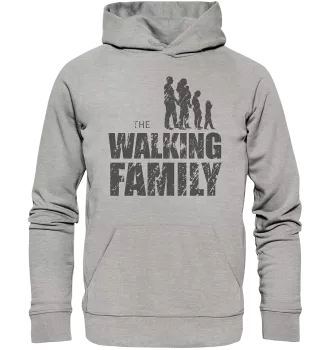 Organic Hoodie - The Walking Family - FAMILY2-D - Heather Grey XS front dark