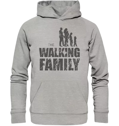 Organic Hoodie - The Walking Family - FAMILY2-D - Heather Grey XS front dark