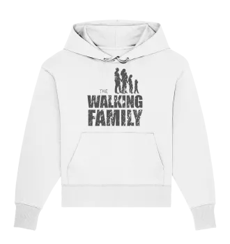 Organic Oversize Hoodie - The Wallking Family - FAMILY2-D - White S front dark