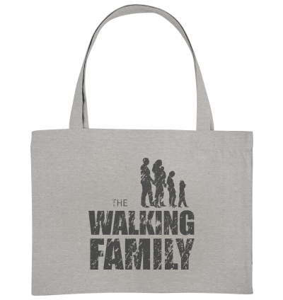 Organic Shoppping Bag - The Walking Family - FAMILY2-D - Heather Grey ca  49x37 front dark