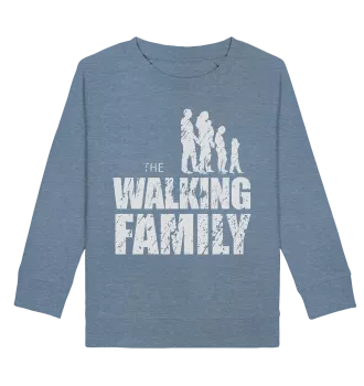 Kids Organic Sweatshirt - The Walking Family - FAMILY2 - Mid Heather Blue 98104 3-4 front light