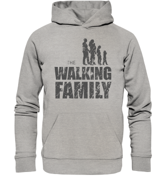 Organic Basic Hoodie - The Walking Family - FAMILY2-D - Heather Grey XS front dark