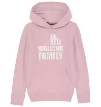 Kids Organic Hoodie - The Walking Family - FAMILY2  - Cotton Pink 110116 5-6 front light