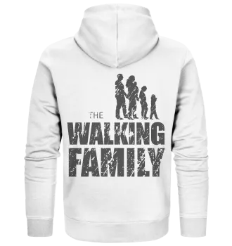 Organic Zipper - The Walking Family - FAMILY2-D - White S back dark