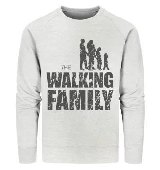 Organic Sweatshirt - The Walking Family - Family2-D - Cream Heather Grey XS front dark