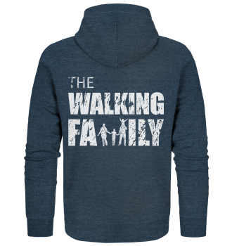 Organic Zipper - The Walking Family - FAMILY3 - Dark Heather Blue XS back light Organic Zipper - The Walking Family - FAMILY3 - Dark Heather Blue XS back light