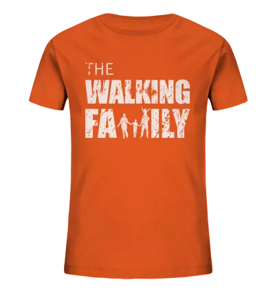 Kids Organic Shirt - The Walking Family - FAMILY3 - Bright Orange 98104 3-4 front light