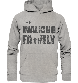 Organic Hoodie - The Walking Family - FAMILY3-D - Heather Grey XS front dark