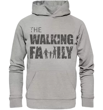 Organic Hoodie - The Walking Family - FAMILY3-D - Heather Grey XS front dark