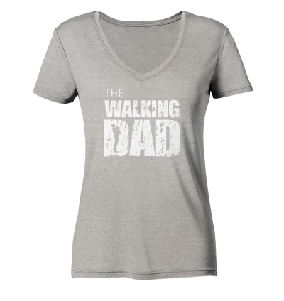 Ladies Organic V-Neck Shirt - The Walking Dad - Trage DAD3 - L - Heather Grey S front light